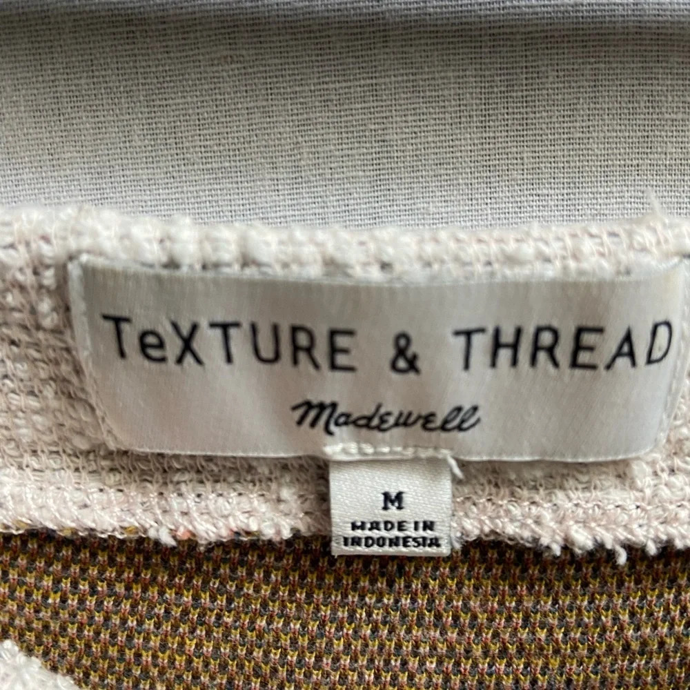 Madewell Texture & Thread Cap Sleeve Dress Stripe Button Front Casual M - Picture 7 of 10